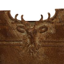 Artikel Ovale Metallschale mit Griffen und Hirschmotiv im Rost-Look 36 cm