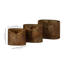 Artikel Pflanzgefäss 3er-Set Metall oval mit Hirschmotiv Rostoptik