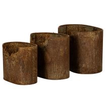 Artikel Pflanzgefäss 3er-Set Metall oval mit Hirschmotiv Rostoptik