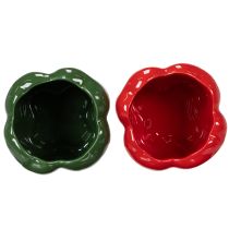 Artikel Pflanzübertopf Keramik Paprika-Design 13cm Rot und Grün 2er-Set für Innen