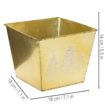 Artikel Pflanzgefäss Metall gold mit Tannenmotiv 18cm