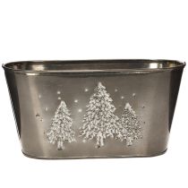 Artikel Übertopf oval aus Zink mit Tannenbaum-Motiv, 25cm