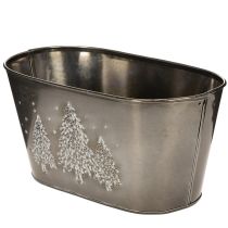 Artikel Übertopf oval aus Zink mit Tannenbaum-Motiv, 25cm