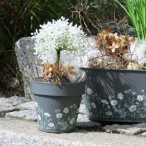 Artikel Metall-Blumentopf 15 cm mit Wiesenblumen-Design im 3er-Set für Balkon und Terrasse