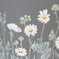 Artikel Blumentopf aus Metall, Ø 11 cm, Grau mit Gänseblümchen-Motiv, 4er Set, für Wohnräume