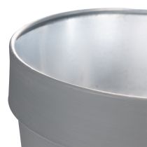 Artikel Blumentopf-Set aus Metall mit Blumenmotiv, 13 cm Durchmesser, Grau, 4-teilig, für Innen- und Aussenbereich