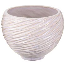 Artikel Keramik-Pflanzschalen mit Rillenmuster in Creme-Rosa Ø15cm – 2 Stück