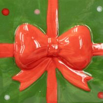 Artikel Keramik Übertopf Weihnachten Geschenkbox mit Füssen Grün oder Weiss H 12 cm
