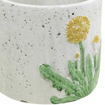 Artikel Beton Übertopf Löwenzahn Weiss Ø12,5cm H11cm Handbemalt 3 Stück