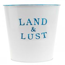 Artikel Blumentopf Weiß, Blau Übertopf Metall Frühling Ø17cm H15,5cm