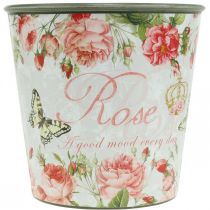 Artikel Pflanztopf Kunststoff mit Rosenmotiv und Schmetterlingen H13cm Ø13,5cm