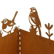 Artikel Pflanztopf, Metalldeko mit Vögeln, Übertopf, Frühling Edelrost H15,5cm