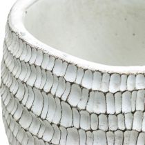 Artikel Beton-Übertopf Weiss Vintage H15cm Ø15cm mit Wabenmuster
