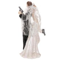 Artikel Tortenfigur Brautpaar aus Polyresin, 15,5 cm, Weiss-Schwarz, Agenten-Motiv
