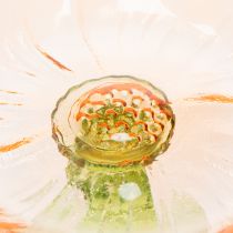 Artikel Dekoteller aus Glas mit Fuss Blütenform, 15 cm, Orange und Grün