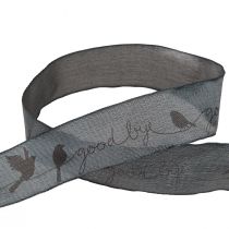 Artikel Trauerband Good bye Organzaband Vögel Schwarz 40mm 20m