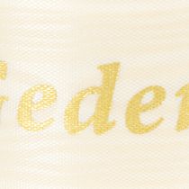 Artikel Gedenkschleife Creme Seidenstoff 20 m mit Goldschrift „In stillem Gedenken“ für Kränze & Gestecke