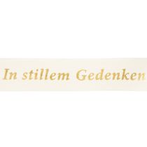 Artikel Gedenkschleife Creme Seidenstoff 20 m mit Goldschrift „In stillem Gedenken“ für Kränze & Gestecke