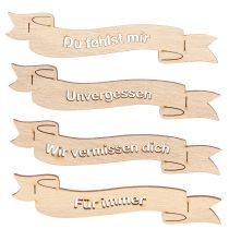 Artikel Trauerspruch Holz Banner für Gedenkfloristik 16×4,5cm 12 St