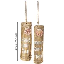Artikel Treibholz-Wanddekoration mit Muschel und Spruch, 29 cm, 2er-Set