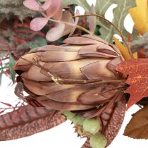 Artikel Türkranz künstlich mit Protea und Herbstblättern Ø55 cm