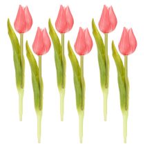 Artikel Künstliche Tulpen aus Polyester, 21 cm, rosa, 6er-Set für Dekorationen