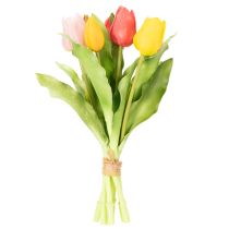 Artikel Künstliche Tulpen 30 cm Frühjahrsdekoration für Tischvasen 7 Stück, Rosa, Rot und Gelb