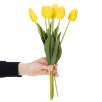 Artikel Tulpen Kunstblumen Gelb 40 cm, 7 Stück, aus Polyester für Frühlingsdekoration