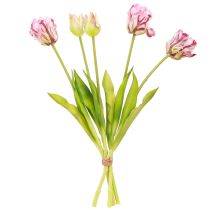 Artikel Tulpenstrauss künstlich Papageientulpen Lila mit 5 Blüten 40 cm