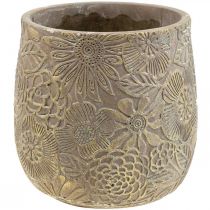 Übertopf Gold Blüten Keramik Blumentopf Ø13,5cm H15cm