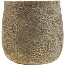 Artikel Übertopf Gold Blüten Keramik Blumentopf Ø13,5cm H15cm