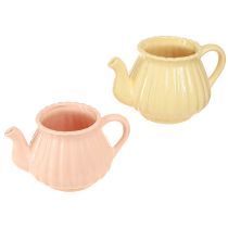 Artikel Übertopf Keramik Deko Teekanne Orange Gelb 19,5×13,5×11cm 2 St