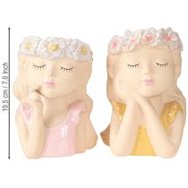 Artikel Keramikübertopf Träumendes Mädchen 2er-Set H19,5cm Rosa und Beige