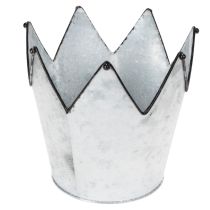 Artikel Blumentopf-Set Zink Krone, 3 Grössen: Ø21,5/19,5/17cm, Metall silber-schwarz