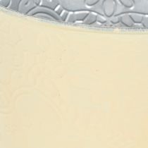Artikel Metall Blumenübertopf Ø16cm H14cm Pastellgelb mit Blumenmuster für Innenbereich