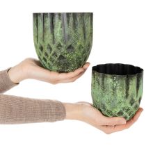 Artikel Blumentopf-Set Metall Grün Vintage-Design Ø14/12cm 2-teilig