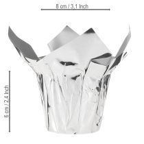 Artikel Übertopf Silber Glanz aus Kunststoff Ø5,5cm H6cm 8 Stück