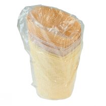 Artikel Übertopf Papier gewebt Vanille, Orange, Rosa Ø7cm H13cm 12 St