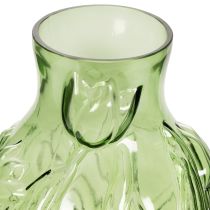 Artikel Glastulpenvase mit geprägtem Tulpendesign, grün, 22,5 cm, für Wohn- und Tischdekoration