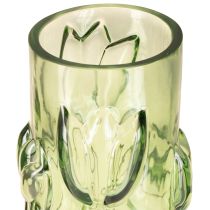 Artikel Glasvase mit geprägtem Tulpendesign, 30 cm, grün, für kreative Wohnraumdekoration