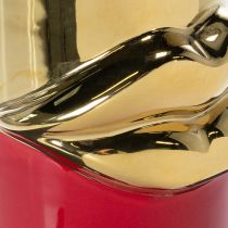 Artikel Deko-Vase Lippenstift-Design aus Keramik Rot und Gold 38 cm