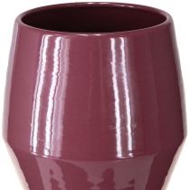 Artikel Vase aus Metall, bordeauxrot, glänzend, 29 cm hoch, für Raum- und Tischdekoration