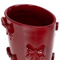 Artikel Dekovase Stiefel aus Polyresin mit Schleifen Bordeaux 37 cm