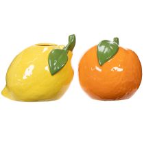 Artikel Zitrusvasen-Set aus Keramik, Orange und Zitrone, 10 cm, Sommerdeko für Innenräume