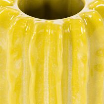 Artikel Kaktus-Keramikvase Gelb 13cm mit Gerillter Struktur im 4er-Set für Innendekoration
