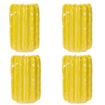 Artikel Kaktus-Keramikvase Gelb 13cm mit Gerillter Struktur im 4er-Set für Innendekoration