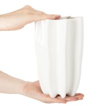 Artikel Weisse geriffelte Keramikvase 24cm für Trockenblumen