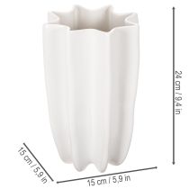 Artikel Weisse geriffelte Keramikvase 24cm für Trockenblumen