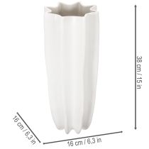 Artikel Geriffelte Blumenvase aus Keramik Weiss 38cm