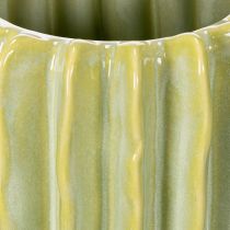 Artikel Keramik Kaktus-Blumentopf 16 cm Grün mit Rillen für Indoor-Dekoration